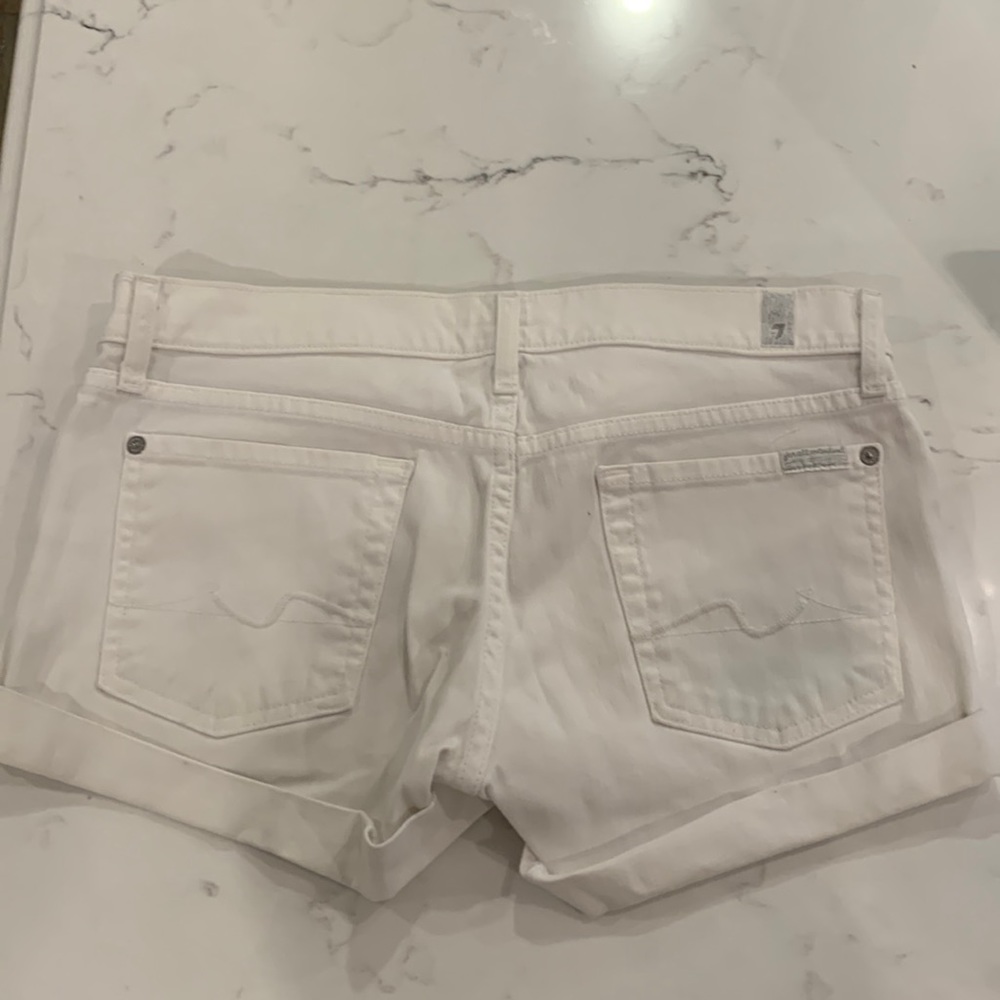 7 For All Mankind white denim shorts